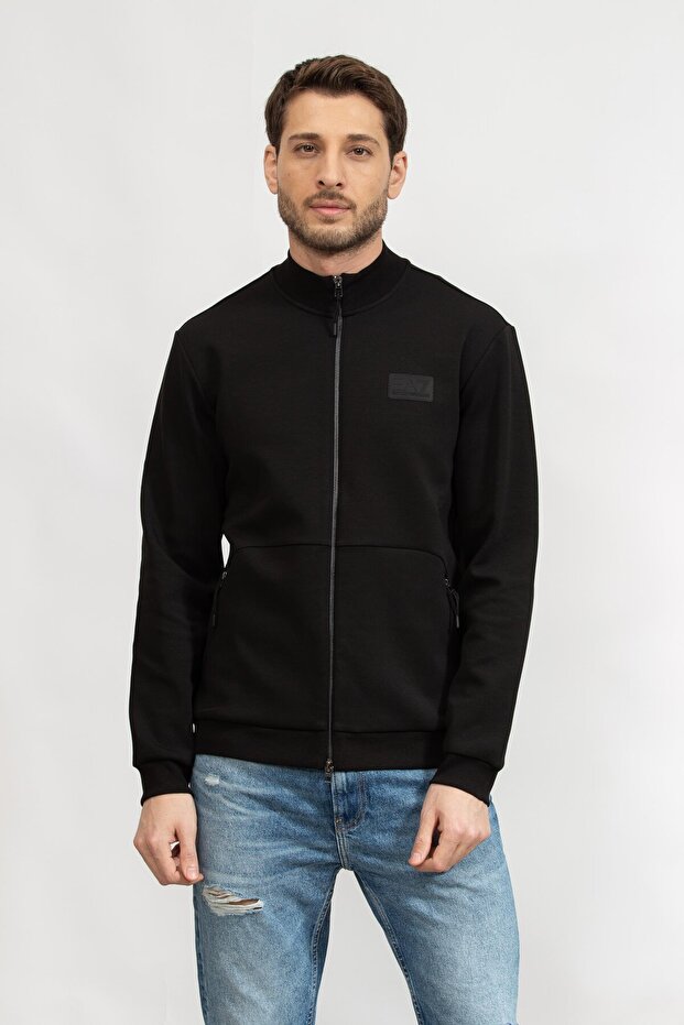 Erkek Fermuarlı Sweatshirt - 1
