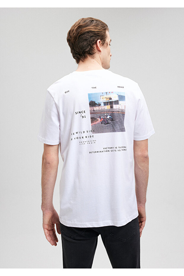 White T-Shirt - Back Print, Regular Fit,0611915-620