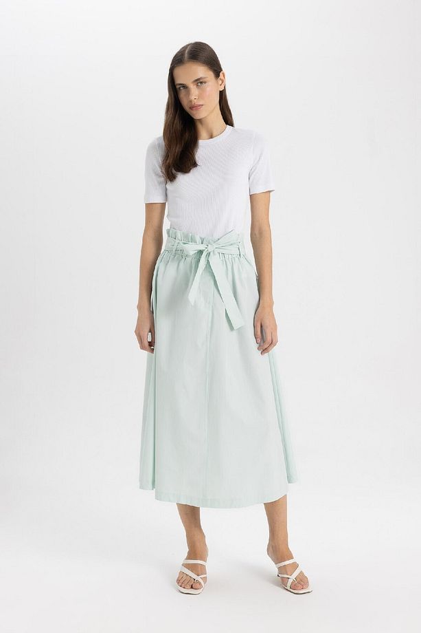 A Kesim Normal Bel Poplin Midi Etek C7238AX24SM - 2