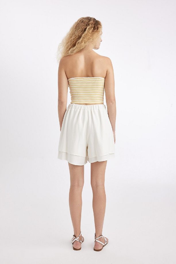 Regular Fit Normal Bel Kısa Paça Keten Karışımlı Beyaz Şort D3989ax24hs - 6