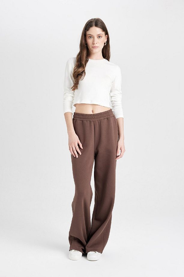 Coool Wide Leg Geniş Bol Paça Eşofman Altı Beli Lastikli Bağcıklı Cepli Basic Düz B3345ax24wn - 4