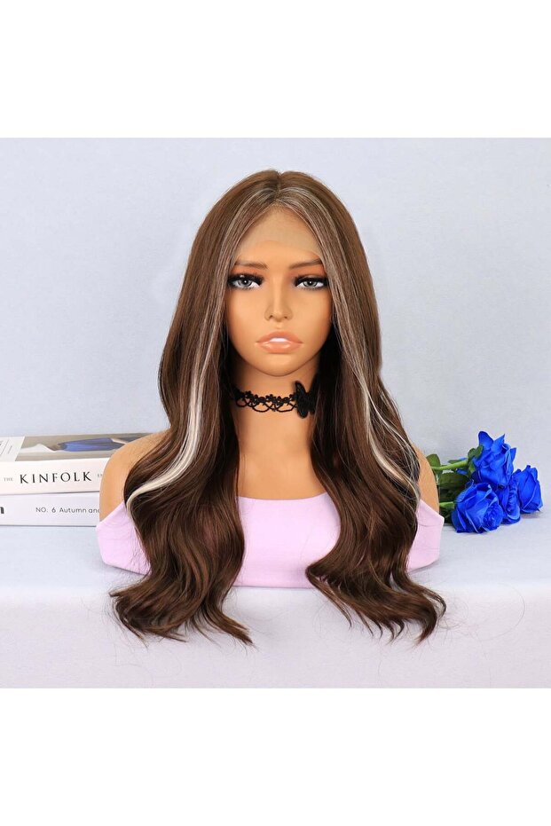 Platinum Sparkling Tulle Wig with Auburn Highlights