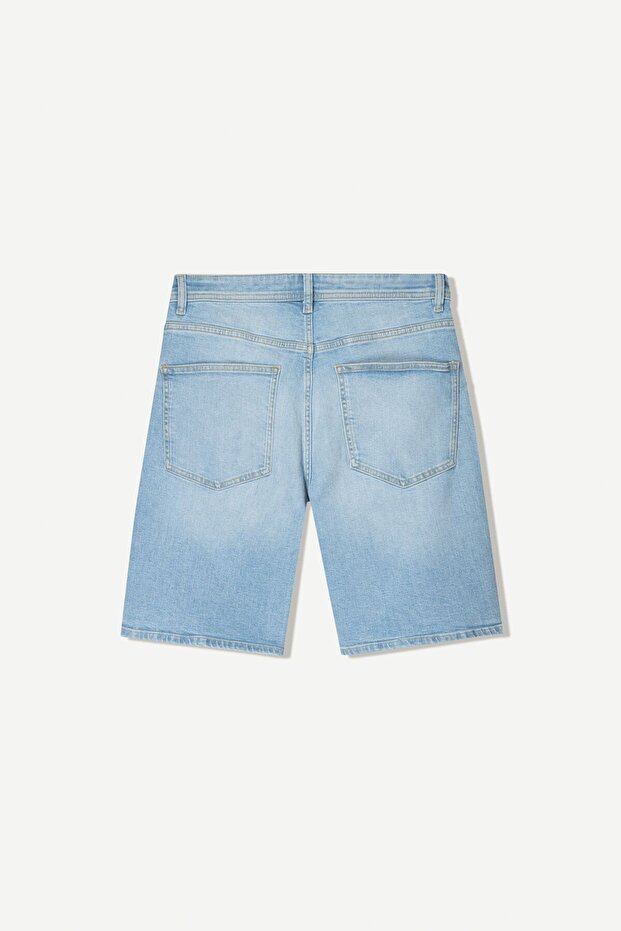 Distressed denim bermuda şort - 3
