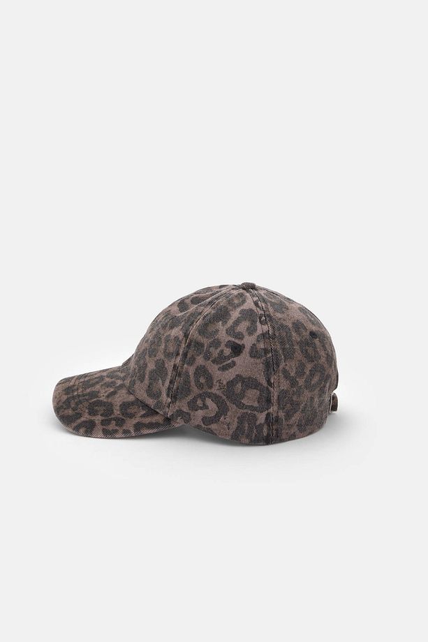 Leopar desenli şapka - 2