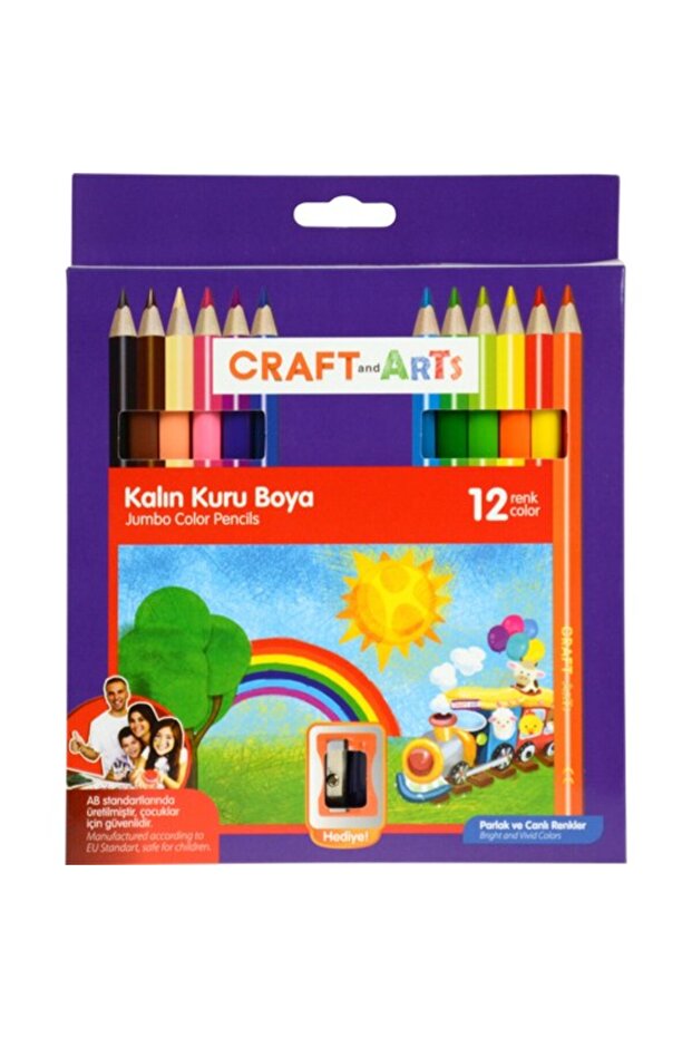 JUMBO KURU BOYA Kalın Kuru Boya kalemleri 12 Li - 1