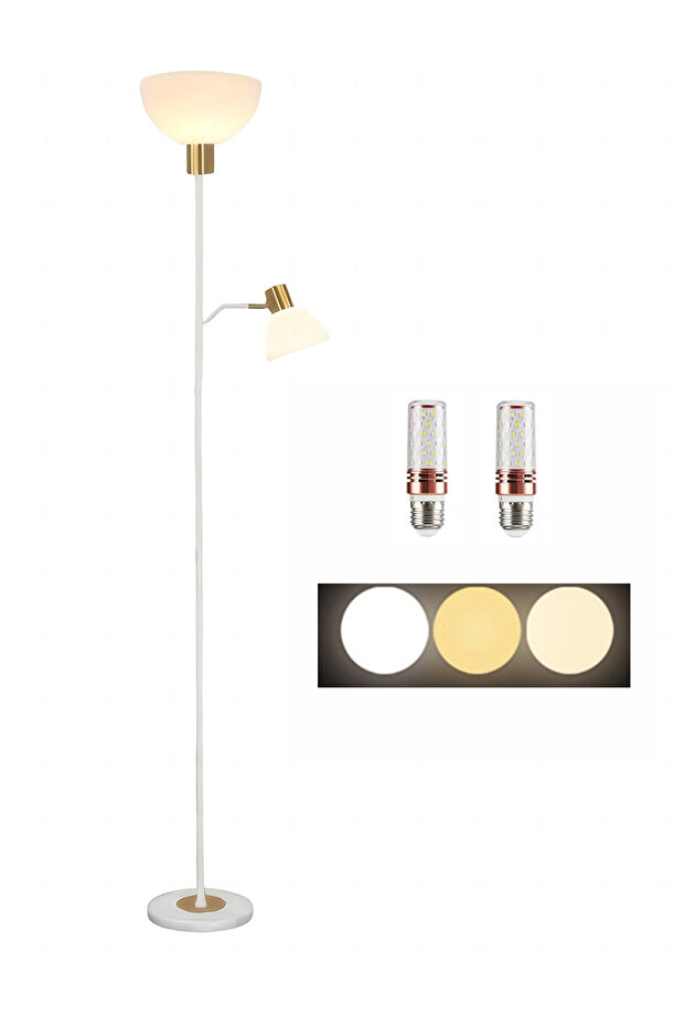 مصباح أرضي عمودي لحماية العين لغرفة المعيشة الحديثة مزود بمصدر ضوء ثلاثي الألوان مع مفتاح قدم