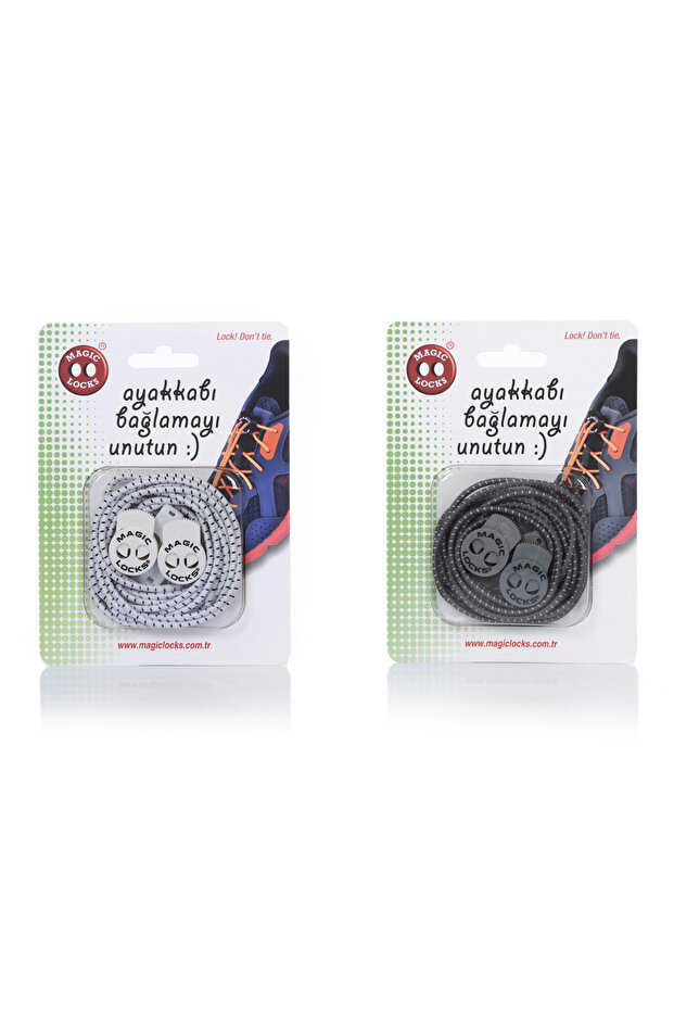 Magic Locks Yuvarlak Akıllı Ayakkabı Bağcık 2'Li Set - 1