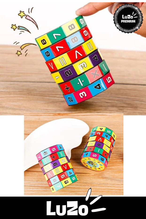 سلسلة تعليمية مميزة لتطوير الذكاء، مكعب رياضيات أساسي ملون من البلاستيك الصلب - 4