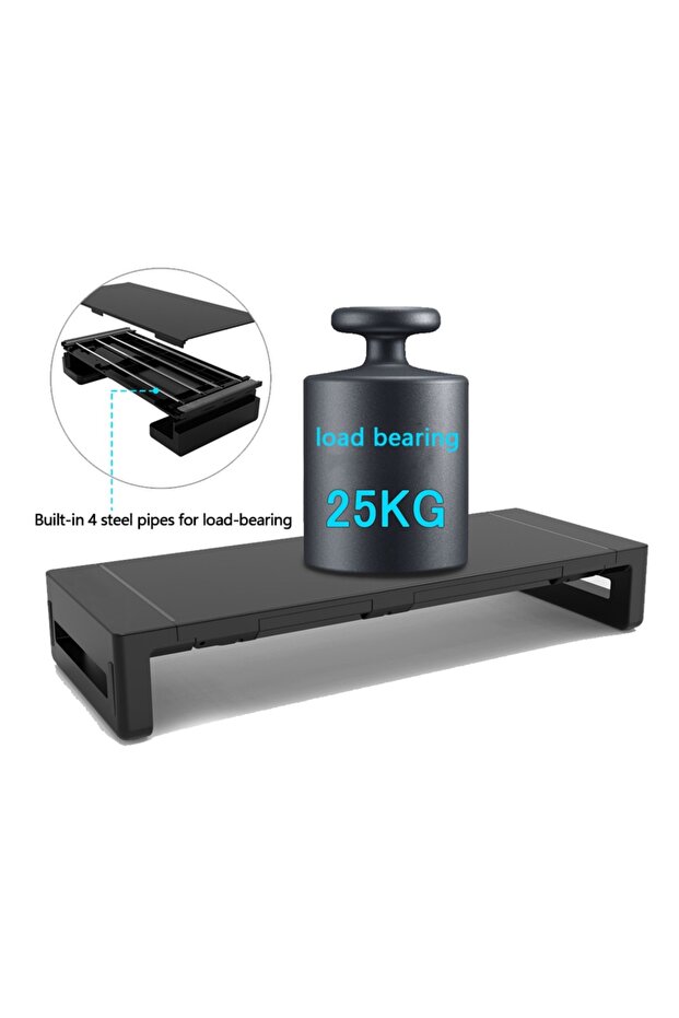 حامل شاشة مع درج تخزين وحامل هاتف لوحي وجهاز كمبيوتر قابل للطي - 3