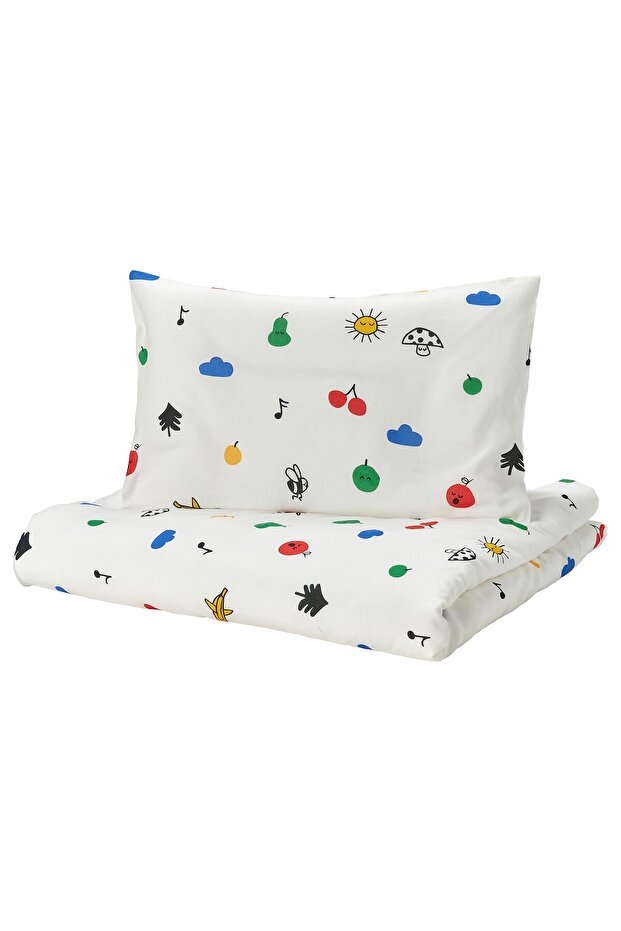 GRÖNFINK Duvet cover 1 pillowcase for cot
