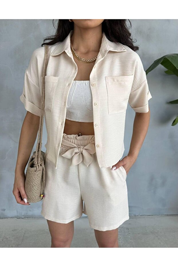 Shorts Shirt Linen Set