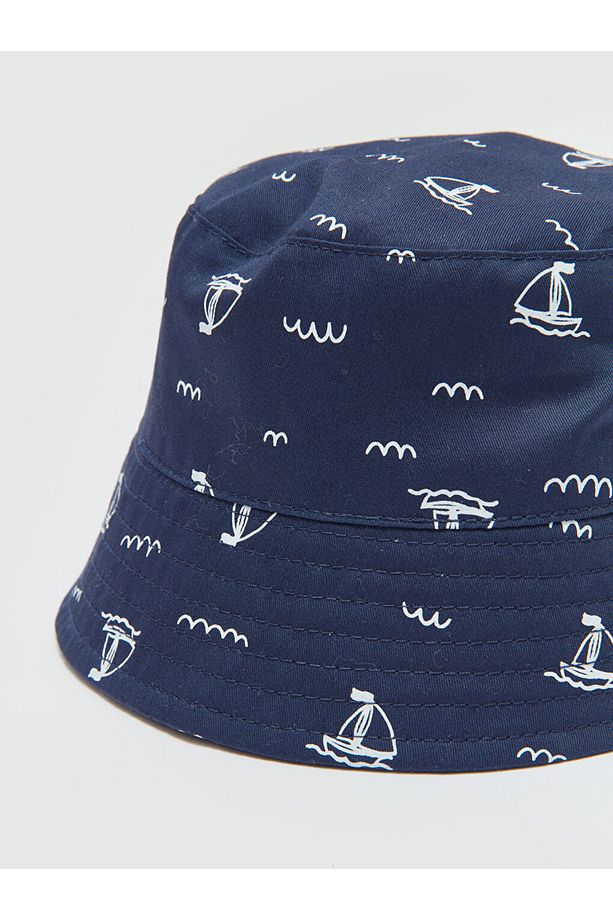 Shining Store'dan Zamansız ve Işıltılı Lacivert Baskılı Erkek Bebek Bucket Şapka - 2