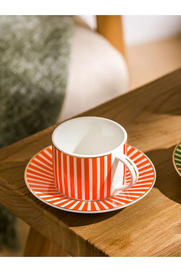 LCW HOME Karışık Çizgi Desenli 2 Kişlik Porselen Kahve Fincan Takımı 90 Ml - 2