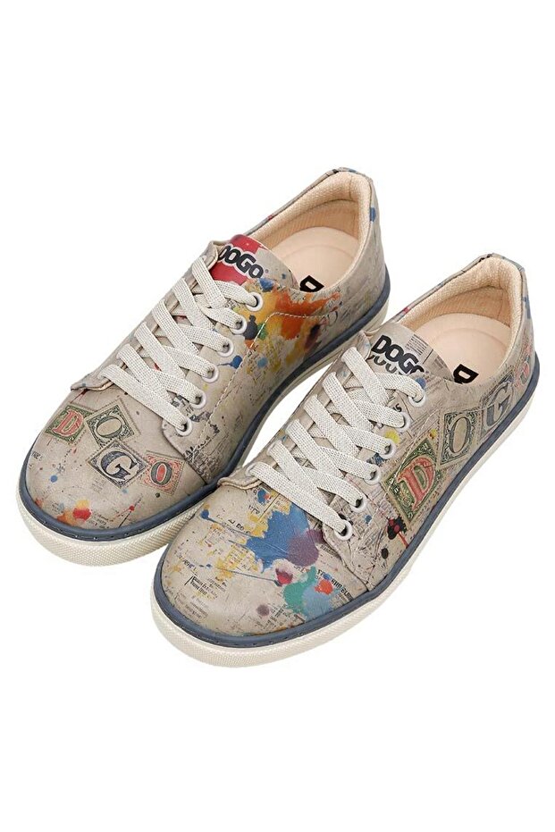 Women's Vegan Leather Multicolor Sneakers - Dogo Stamp Design