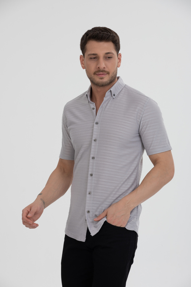 Men's Short Sleeve Slim Fit Summer Knitted Shirt 2515