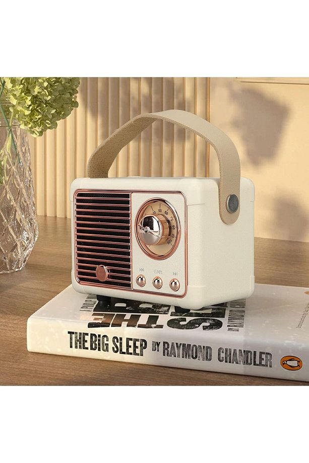 Bluetooth Hoparlör Kablosuz Taşınabilir Speaker Retro Krem Db-hm11 Bella - 5