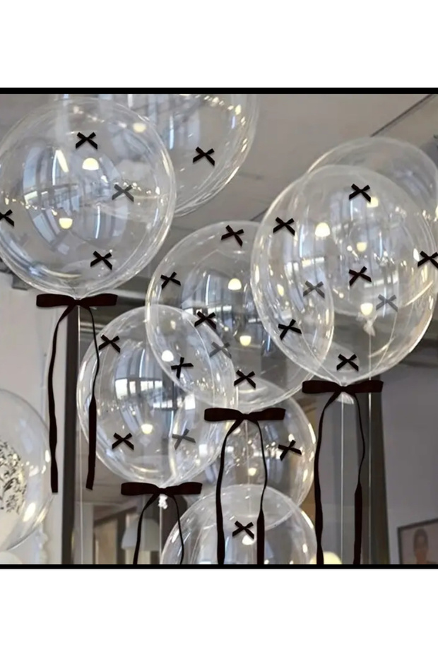 Transparent Bobo Balloon with Bow 3 Pieces 24 Inches