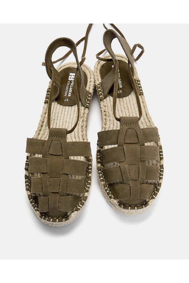 Bağcıklı deri espadril - 3