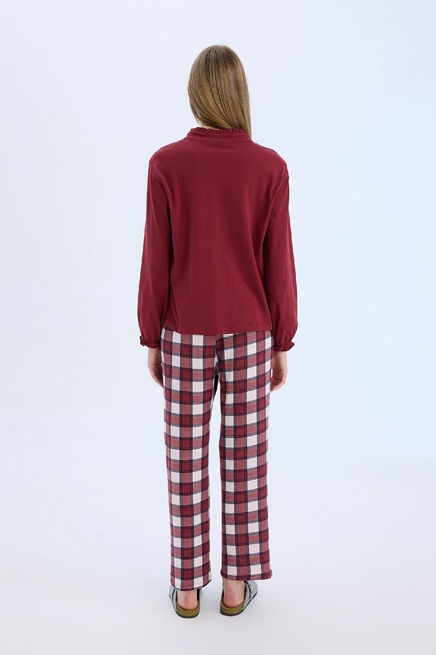 Pijama Takımı Regular Fit Uzun Kollu Üst Kareli Uzun Alt-fall In Love E2353ax24wn - 7