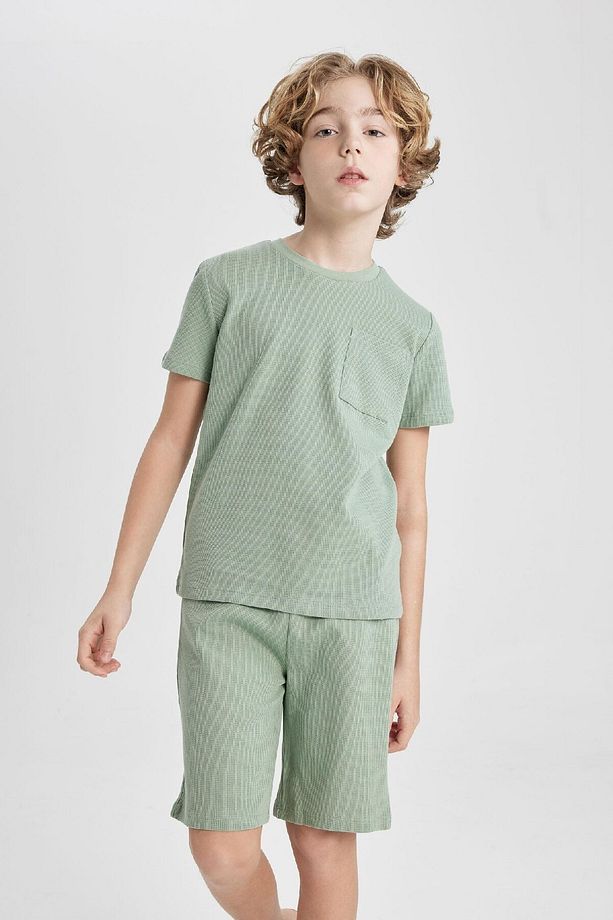 Erkek Çocuk Pijama Takımı Waffle Kısa Kollu Üst Şort C2782a824sm - 5