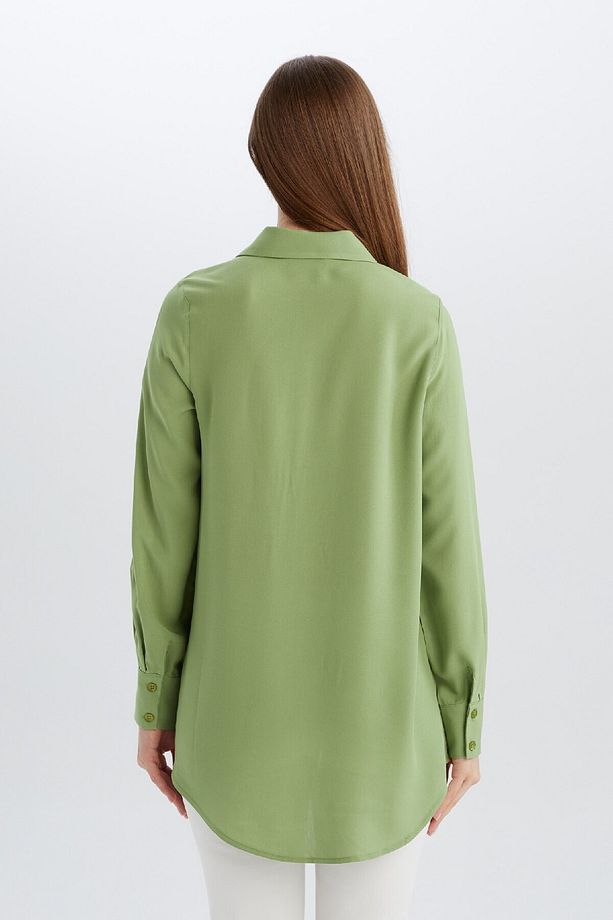 Regular Fit Basic Düz Uzun Kollu Tesettür Gömlek Tunik Z3538az25sp - 5
