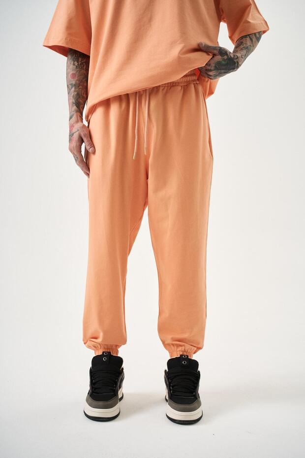 Men's Basic Baggy Sweatpants Peach - 1