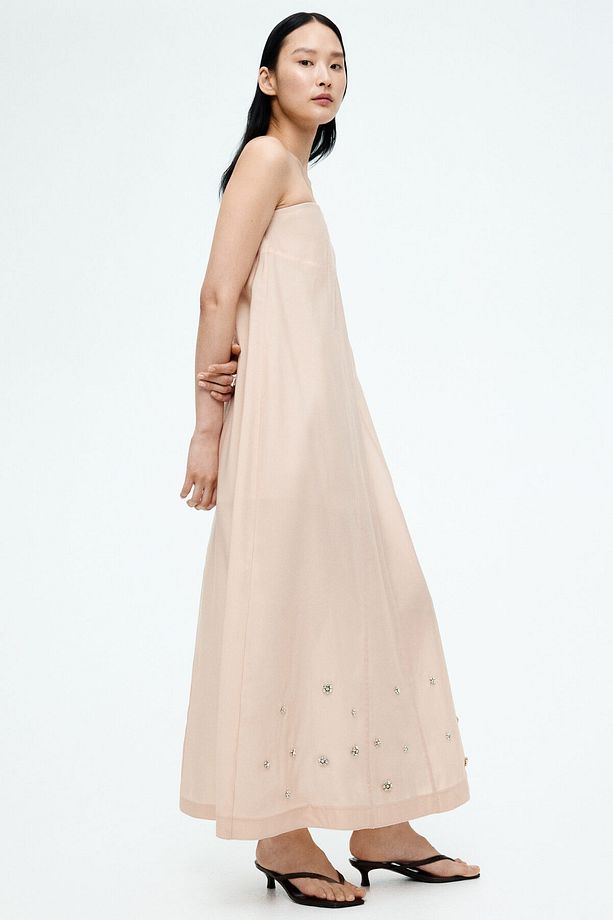 İşlemeli Bandeau Elbise - 1
