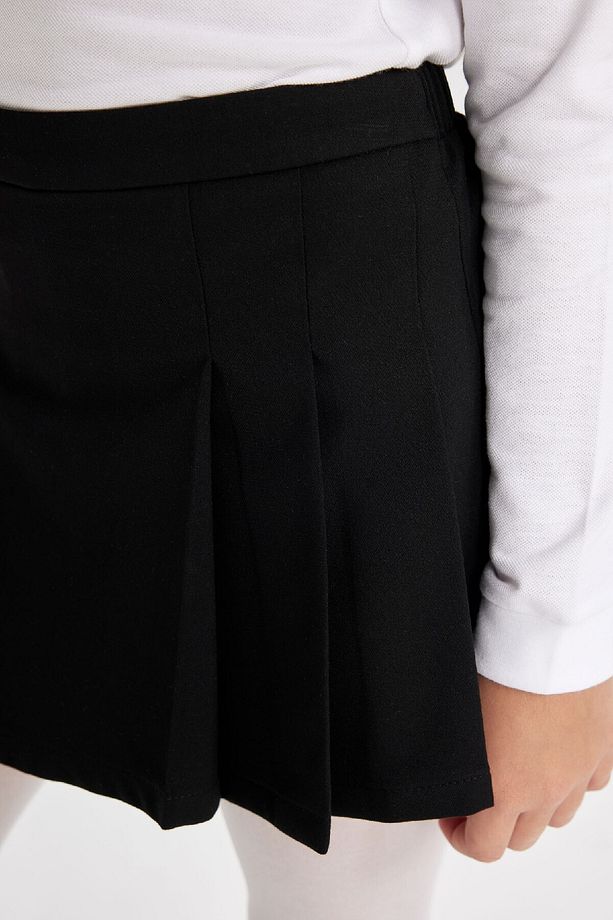 Kız Çocuk Siyah Basic Düz Beli Lastikli Pileli Twill Okul Eteği C7740a824au - 7