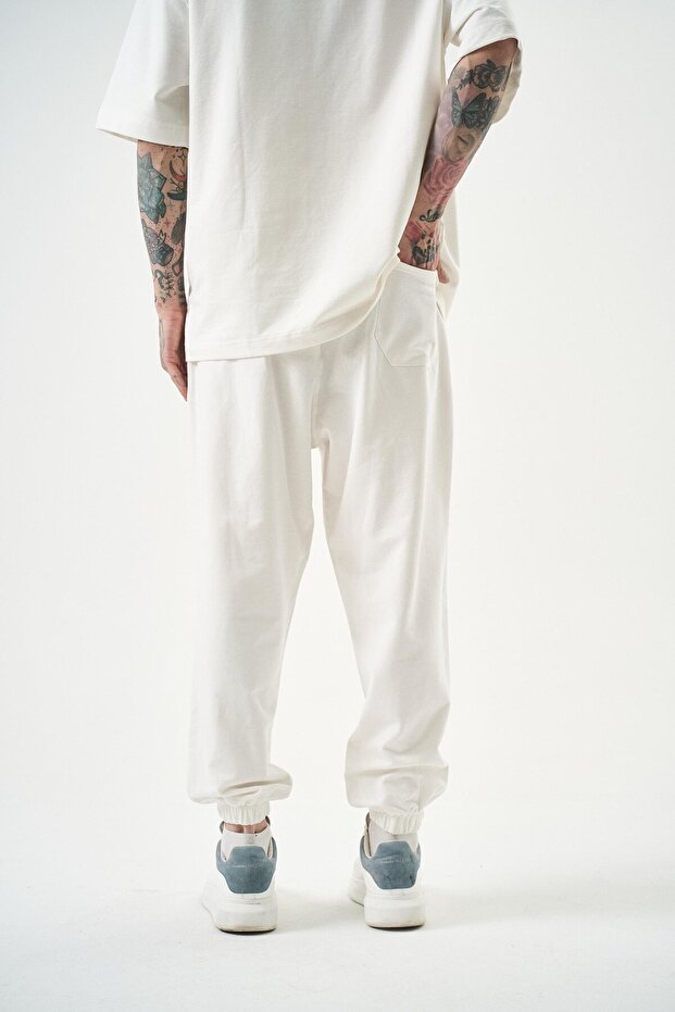 Men's Basic Jogger Sweatpants Ecru - 4