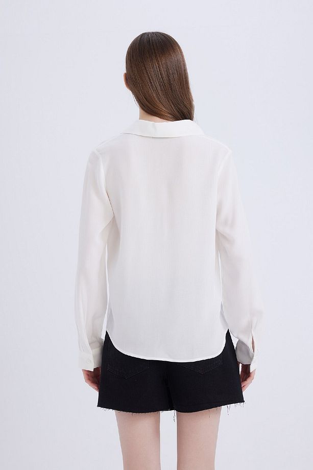 Regular Fit Basic Düz Düğmeli Uzun Kollu Gömlek N2518az25sp - 7