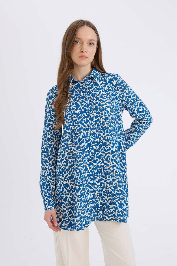 Regular Fit Desenli Uzun Kollu Tesettür Gömlek Tunik Z5833az25sp - 4