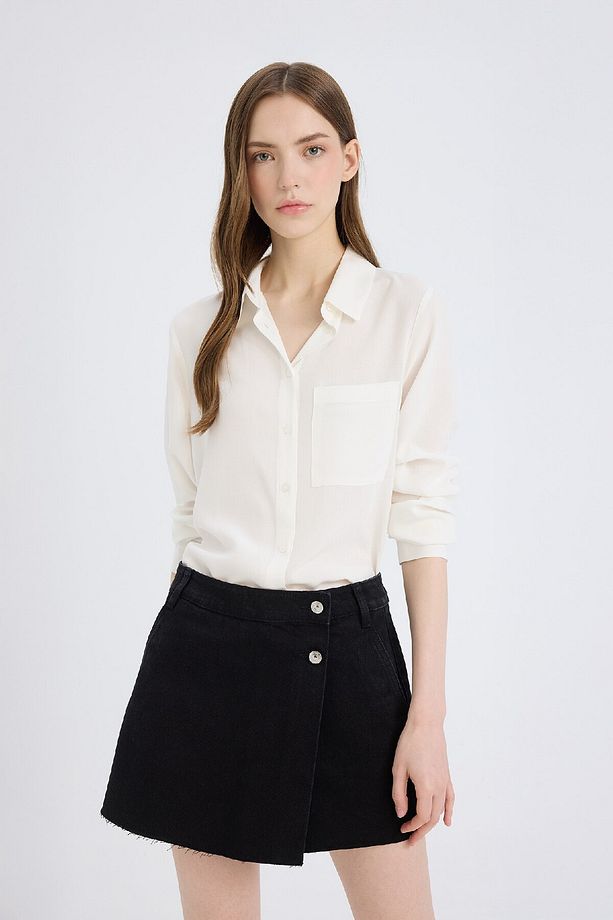 Regular Fit Basic Düz Düğmeli Uzun Kollu Gömlek N2518az25sp - 4