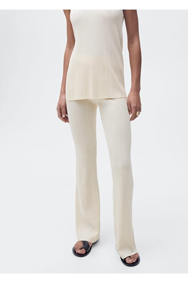 Flare-Rippenstrickhose - 4