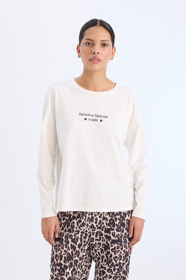 Pijama Takımı Regular Fit Uzun Kollu Baskılı Üst Leopar Desenli Uzun Alt-fall In Love E2352ax24wn - 4