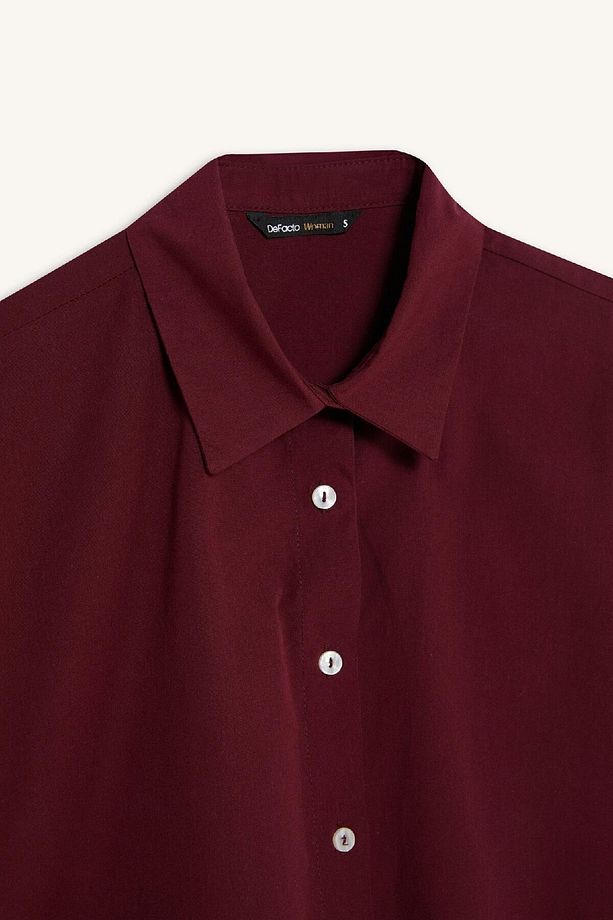 Oversize Geniş Kalıp Poplin Basic Düz Uzun Kollu Gömlek E2677ax24wn - 8