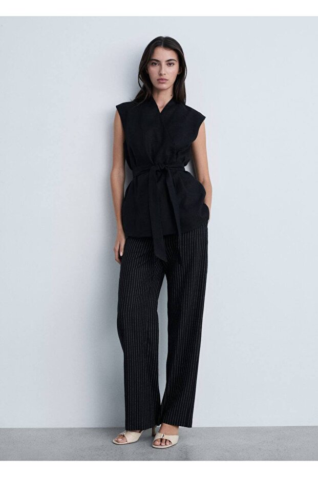 Düz çizgili pantolon - 7