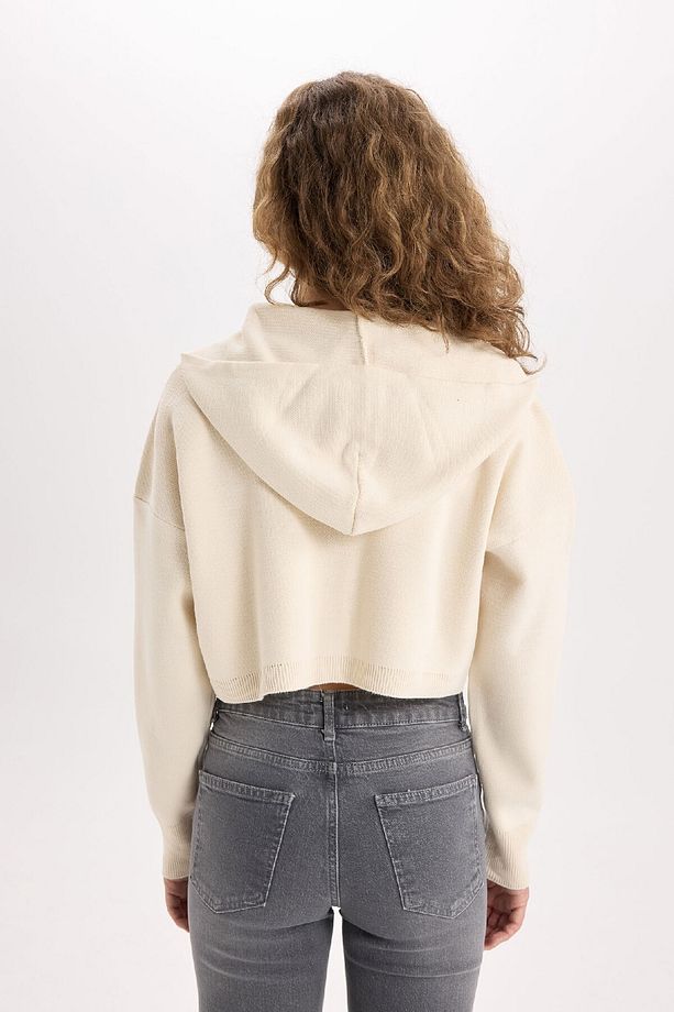 Regular Fit Kapüşonlu Basic Düz Fermuarlı Triko Hırka E2270axns - 6