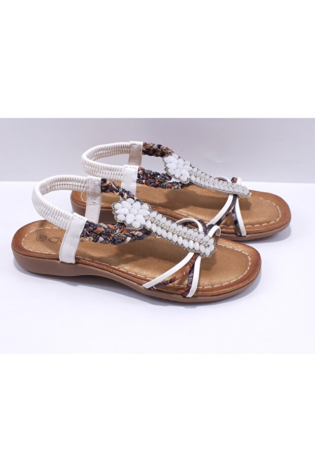 25Y150-7 Pearl and Stone Sandals (the Mold Is Smaller Than Size 1)
