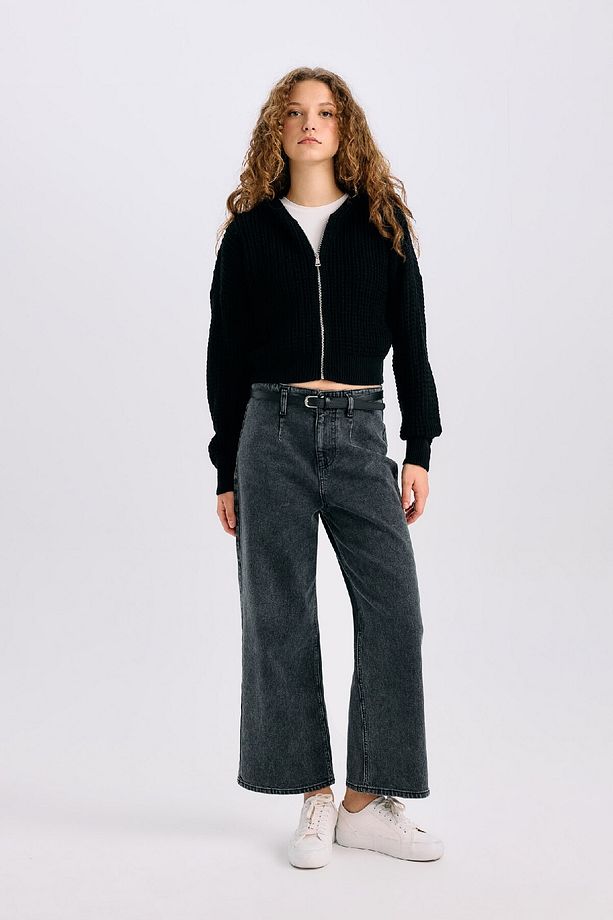 Regular Fit Kapüşonlu Fermuarlı Triko Hırka E2269AXNS - 2