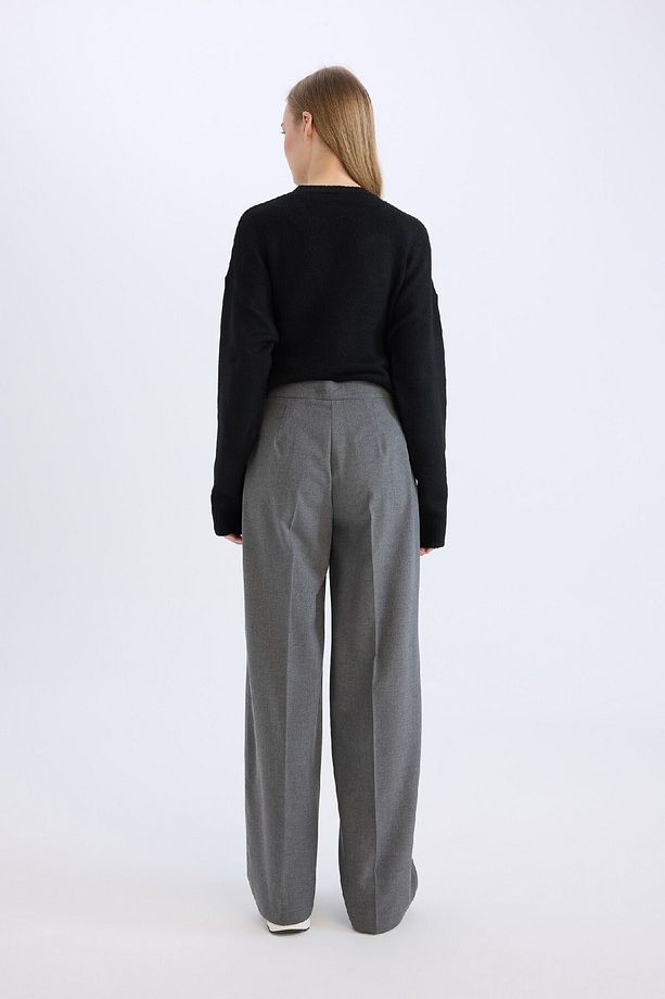 Standart Boy Kumaş Pantolon Wide Leg Geniş Bol Paça Basic Düz Yüksek Bel C6402ax25sp - 5