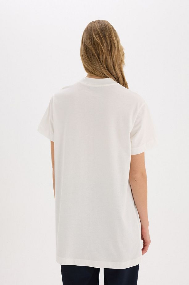 Regular Fit Bisiklet Yaka Basic Düz Kısa Kollu Tesettür Tişört Tunik A8351ax25sp - 6