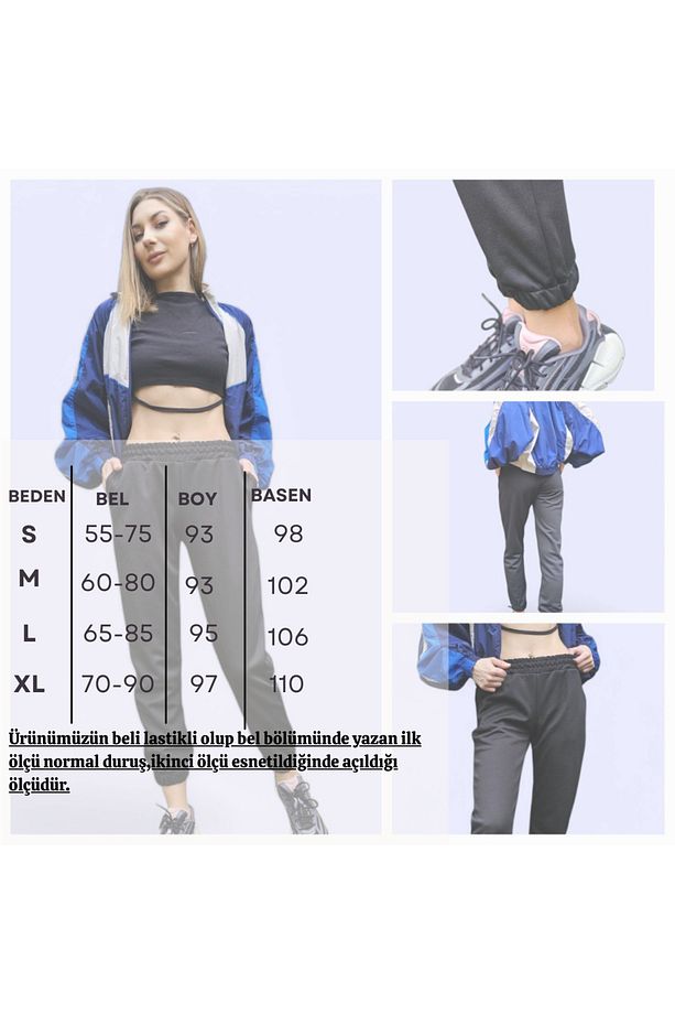 Standart Fit Jogger Eşofman Altı Bel Paça Lastikli Basic Düz Uzun Boy(SİYAH) - 7