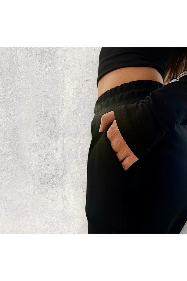 Standart Fit Jogger Eşofman Altı Bel Paça Lastikli Basic Düz Uzun Boy(SİYAH) - 8