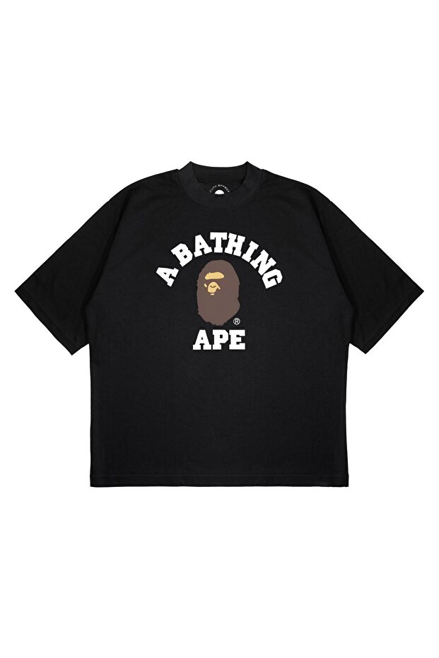 Unisex Oversize a Bathing Ape Printed Boxy Fit Thick Fabric T-Shirt