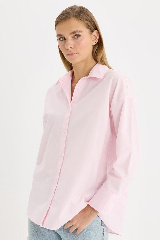 Oversize Geniş Kalıp Basic Düz Oxford Uzun Kollu Gömlek C4597ax25sp - 5