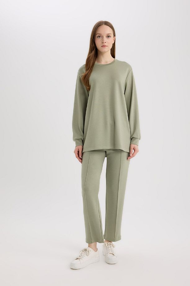 Regular Fit Bisiklet Yaka Basic Düz Tesettür Sweatshirt Tunik D4598ax25sp - 2