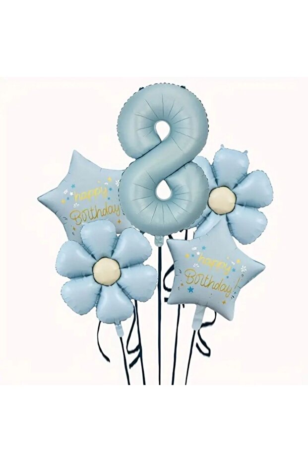 Daisy Blue Happy Birthday 8 Years Old Foil Balloon Set
