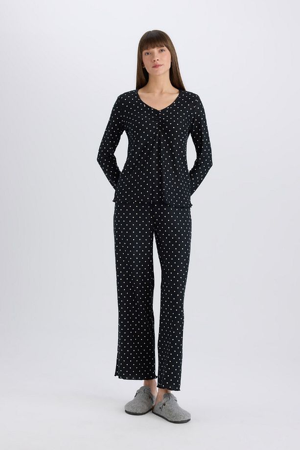 Pijama Takımı Softshell Uzun Kollu Üst Esnek Belli Uzun Alt-fall In Love D8453ax25sp - 2