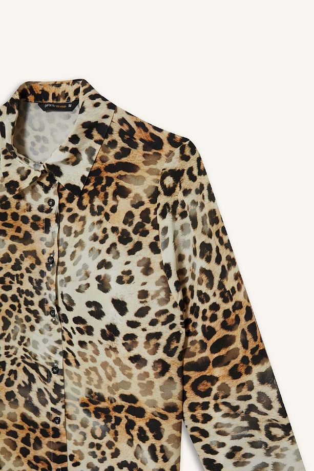Regular Fit Leopar Desenli Uzun Kollu Gömlek I8266AZ25SP - 8