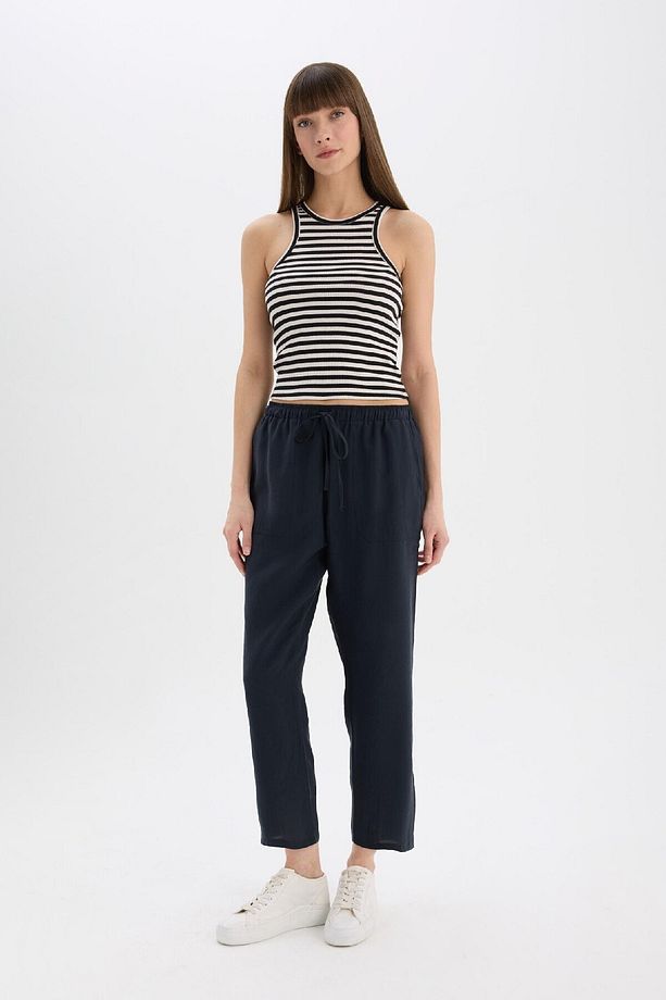 Straight Fit Çift Cepli Yüksek Bel Düz Paça Modal Kumaş Pantolon E5962AX25SP - 4